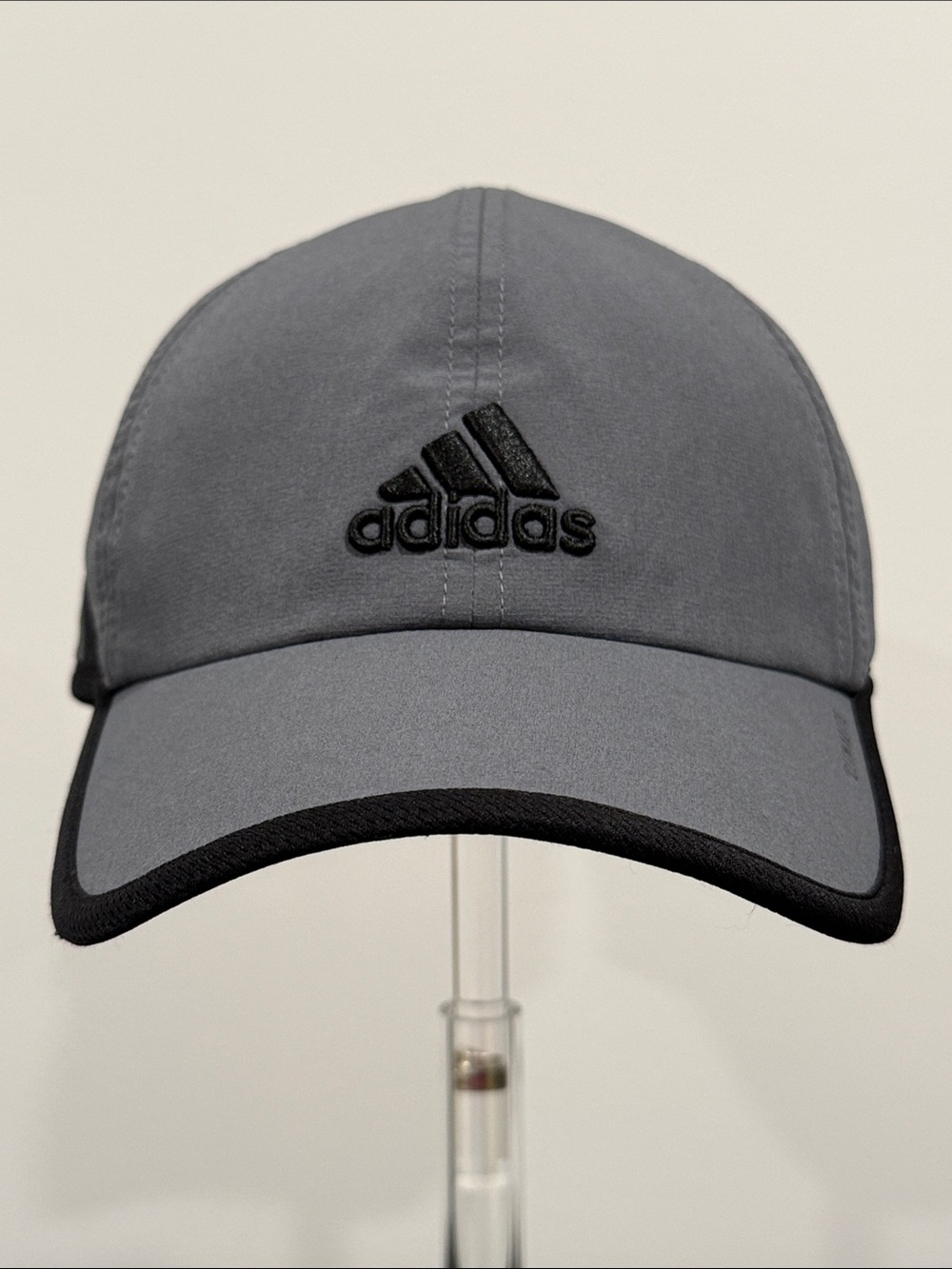 Adidas Climalite Superlite Running Hat Gray with Black Trim Velcro Strapback